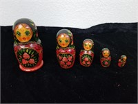 Wood Nesting Dolls 5 Pieces "Signed"
