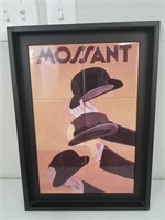 Vtg Mossant Tile Framed Art, Hat Advertisment Art
