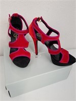 Jessica Simpson Bright Red & Pink Heels 7,5 Women