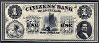 1800's $1 Citizens Bank Of Louisiana Obsolete Note