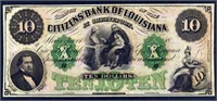 1800's $10 Citizens Bank Of Louisiana Note