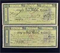 1888 Fort Worth Texas Water Works Check - 2