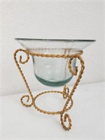 Dome Glass Vase w/ Wire Gold Stand