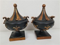 Set of 2 Decorative Black/ Gold Trinket Boxes