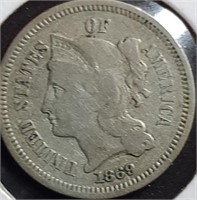 1869 Three Cent nickel