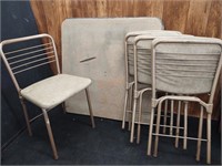 Vintage folding card table with gate leg chairs