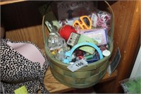 SEWING ACCESSORIES IN BASKET