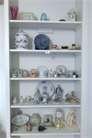 5-shelves pottery glass & misc. household items