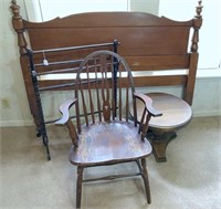 full size headboard, quilt rack, table & chair