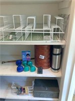 wire shelves, metal lockbox & misc. household item