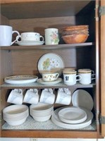 Corelle plates, cups, bowls & misc. kitchen items