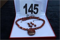 Necklace 18" Polished Brownish Red Tones Agate