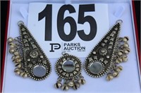 Vintage Earring & Pendant Set with Mirrors