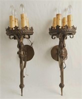 Pair of 4-light Spanish Revival wall torchieres