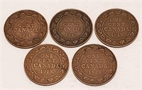 Canada One Cent (5X) 1916 1917 1918 1919 1920