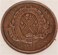 1837 one penny deux sous quebec bank token provin