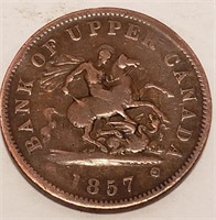 One Penny Bank of Upper Canada 1857 Token