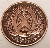 Bank of Montreal Bank Token 1842 Half Penny