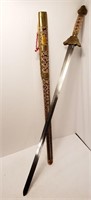 Sword with Case: Height 38 Inches