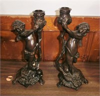 pr. bronze Cupid candlesticks