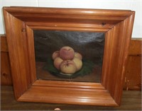 Very Old canvas oil painting on board "Peaches"
