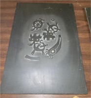 Mid Century abstract carved slate tile of a