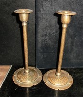 pr. Roycroft 8" hammered copper candlesticks