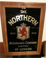 Reverse on glass Northern Assurance Co. sign