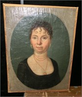 portrait of Woman w/jewelry c.1850 having been
