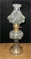 mini pressed glass oil lamp blown out roses on