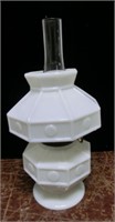 pattern milk glass octagonal mini oil lamp 8 1/2"