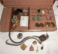 jewelry box with costume rings,necklaces,