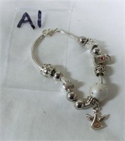 sterling charm bracelet with charms and beads l