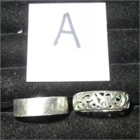 2 sterling bands. Cut out is size8 and