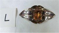 3"x1 1/2" sterling Art Deco brooch with large