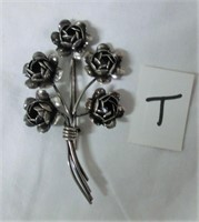 sterling by Coro 3 1/2" bouquet brooch