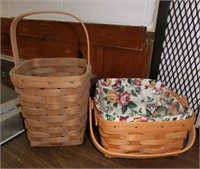 2  Longaberger baskets 7" square with liner 1994