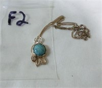 turquoise color  stone & sterling necklace