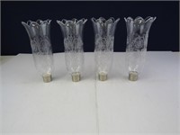 BACCARAT CANDELABRAS WITH ETCHED HURRICANE SHADES