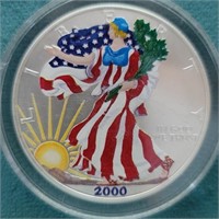 ENCASED 2000 Silver Colored American Eagle Dollar