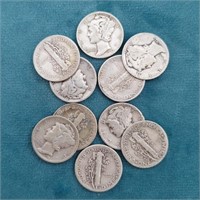 10 Unsearched Mercury Dimes