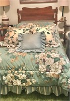 Twin Bed w/ Headboard, Mattress & All Bedding