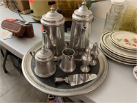 VTG PEWTER TEA COFFEE SET/ W EXTRAS