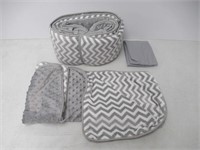 BabyDoll Minky Chevron Cradle Bedding Set, Grey