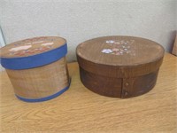 2 Wood Cheese Boxes 12" & 8" VGC