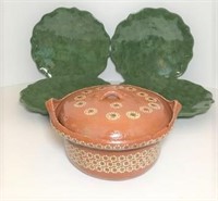 Hand Made Ceramic Plates & Mexican Bean Pot