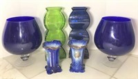 Cobalt & green Glass & Ceramic Vases