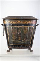 Early 20th C Toile Painted Coal Scuttle