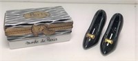 Limoges Trinket Box & Black Shoes