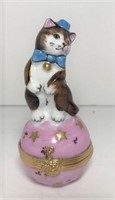 Limoges Trinket Box Cat